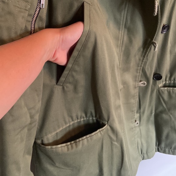 Cut 25 by Yigal Azrouel Olive Green Anorak Coat 100% Coyote Fur Hood - Picture 8 of 15